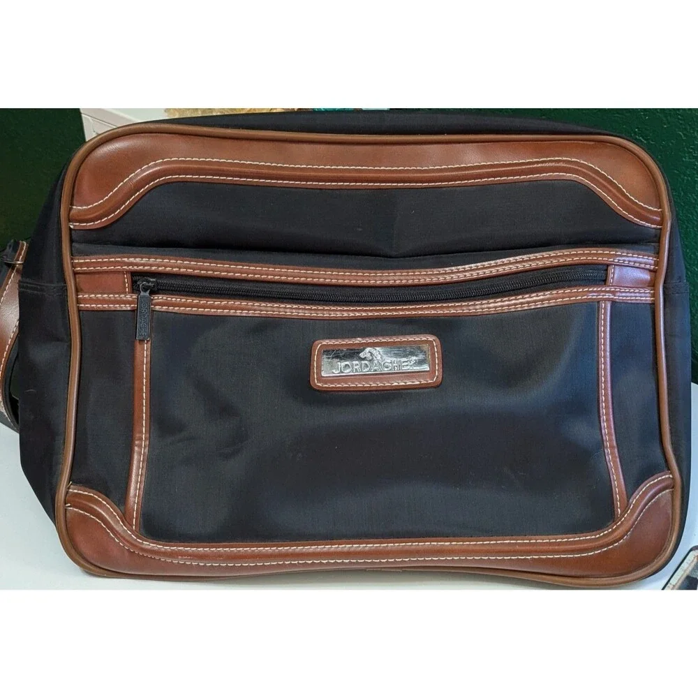 Jordache Tote BAG Canvas For Men Black Brown Travel 12x17x6